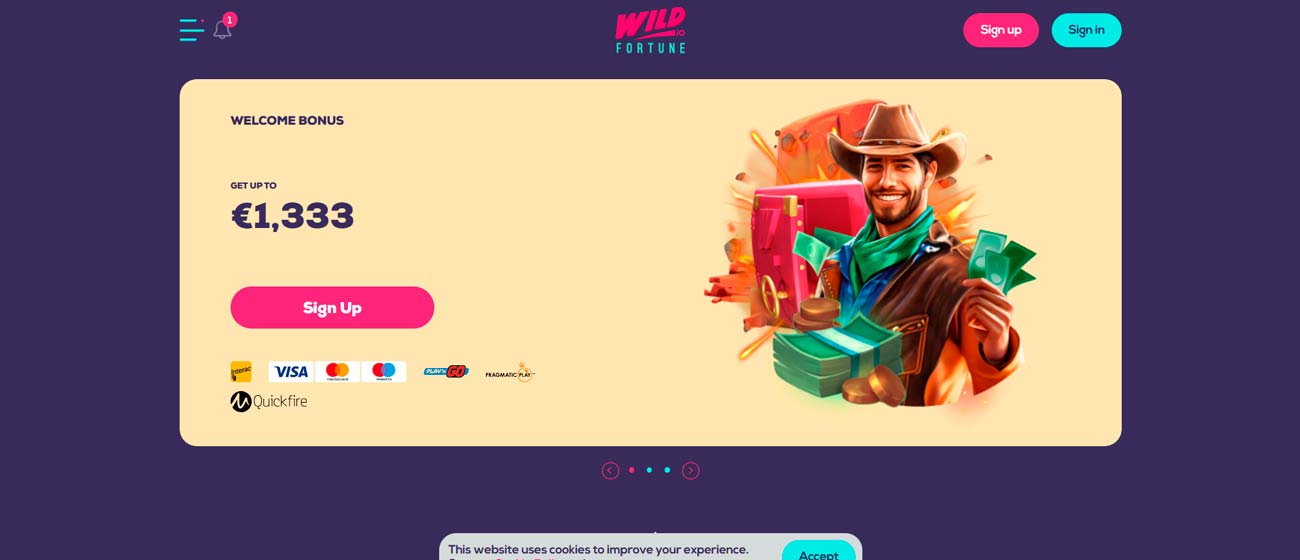 Wild Fortune Casino bonus de départ